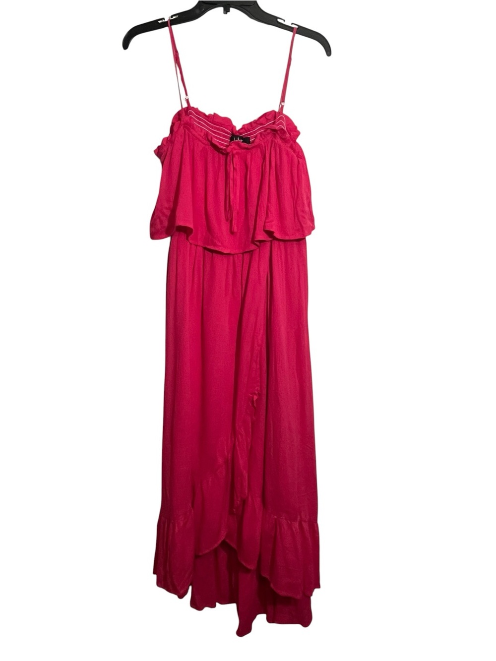 Lulu's Hot Pink Striped Ruffle Dress - Picture 2 of 5